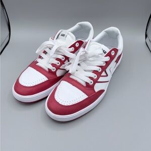 Vans White and Red Low-Top Sneakers